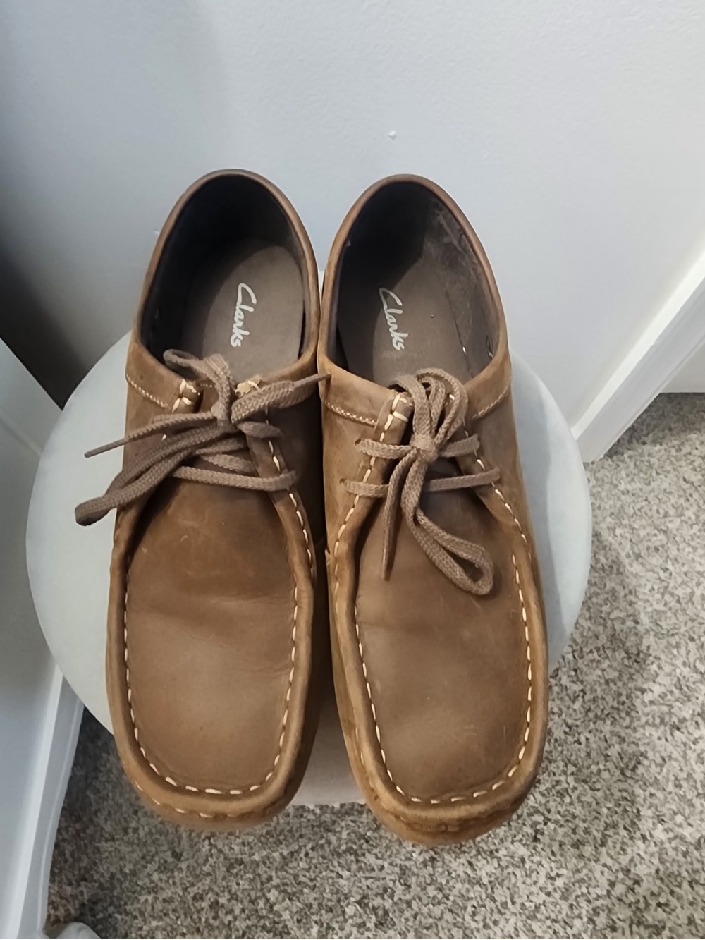 Clarks Women’s Brown Leather Slip-On Moc Toe Casual Shoes